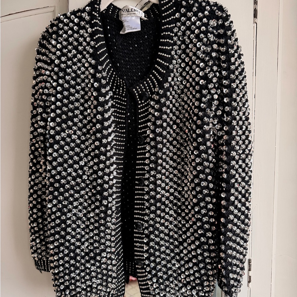 Valenti Women's Black and Silver Sequin Cardigan